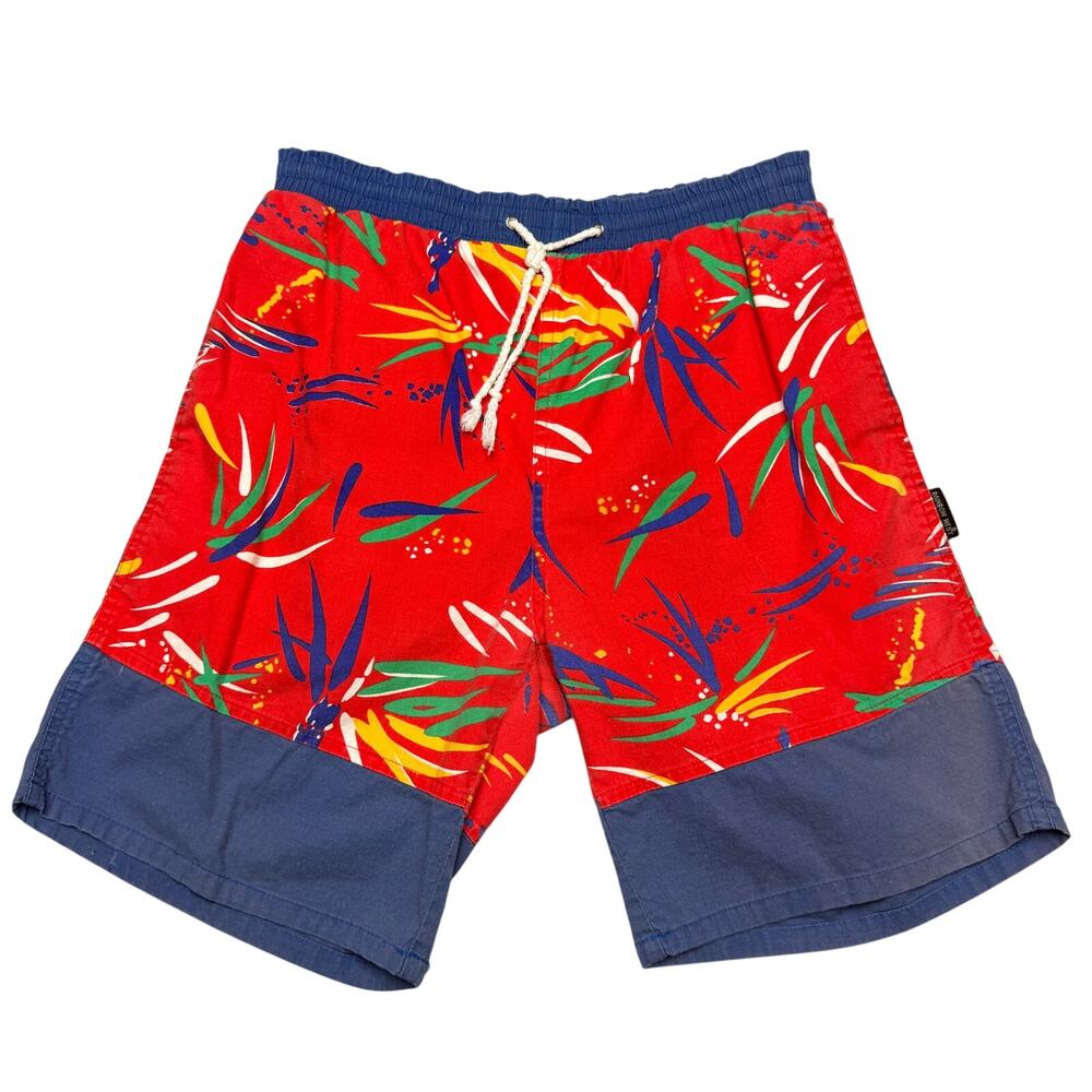 Vintage 80s Rainbow West Shorts Men's Medium Abstract Beach Kidcore
